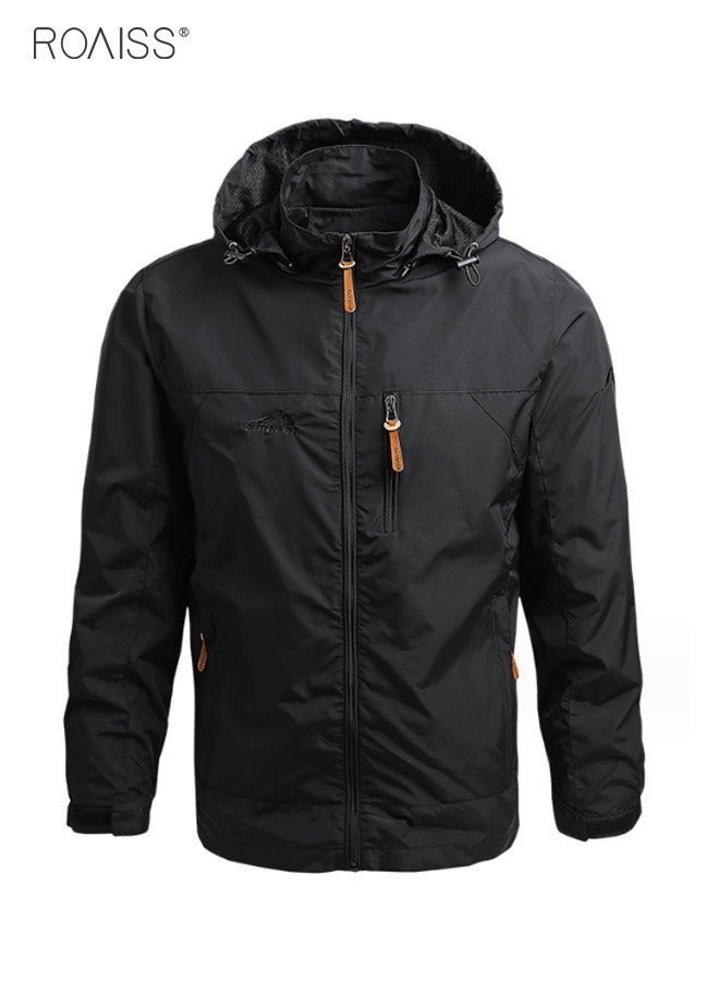 رويس الرجال السترات مقاوم للماء الذكور في الهواء الطلق معاطف يبلي سترة واقية يندبروف سترة للربيع والخريف التخييم التنزه الملابس معطف - Image 4